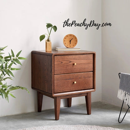 Natural Wood Nightstand with 2 Drawers | 2 Colors