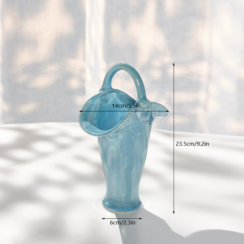 Pearlescent Blue Ceramic Vase