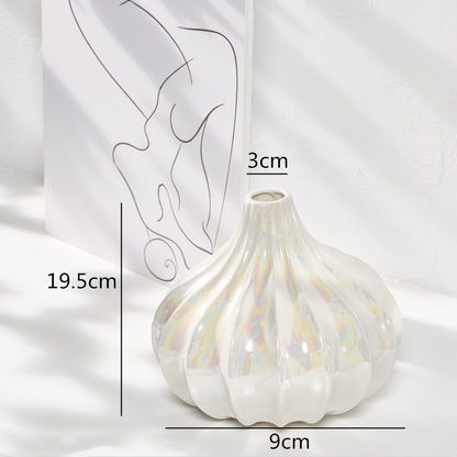 Pearlescent White Ceramic Vase