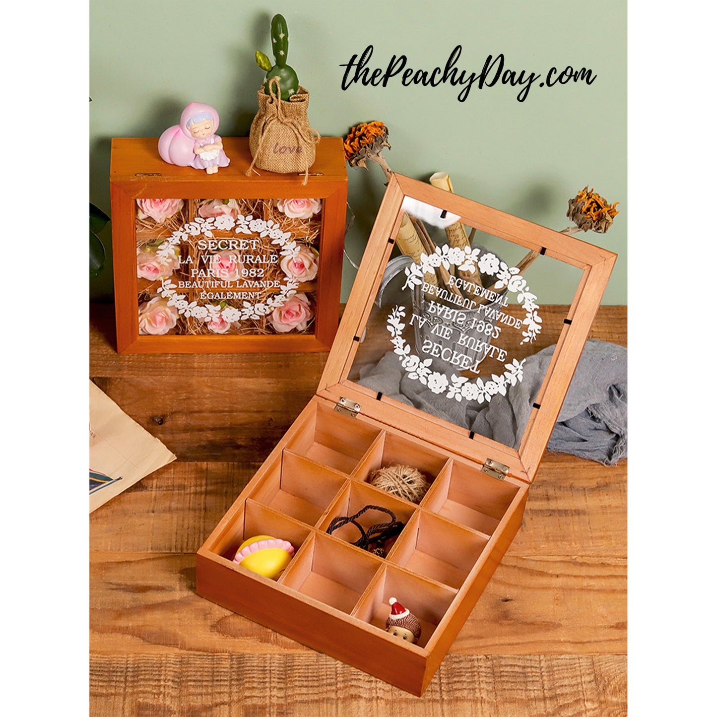 Vintage wooden Display Case Rock Collection Box for Rock and Mineral Display Shadow Box with Shelves for Crystal Storage Deep Memory Box Display Case