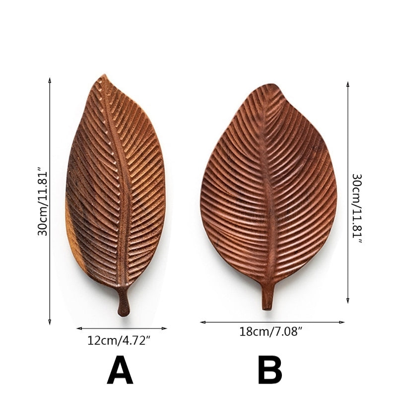 11.8" Wooden Leaf Shape Fruit Tray