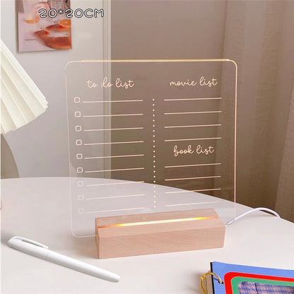Acrylic Writing Board w/ LED Lamp Base