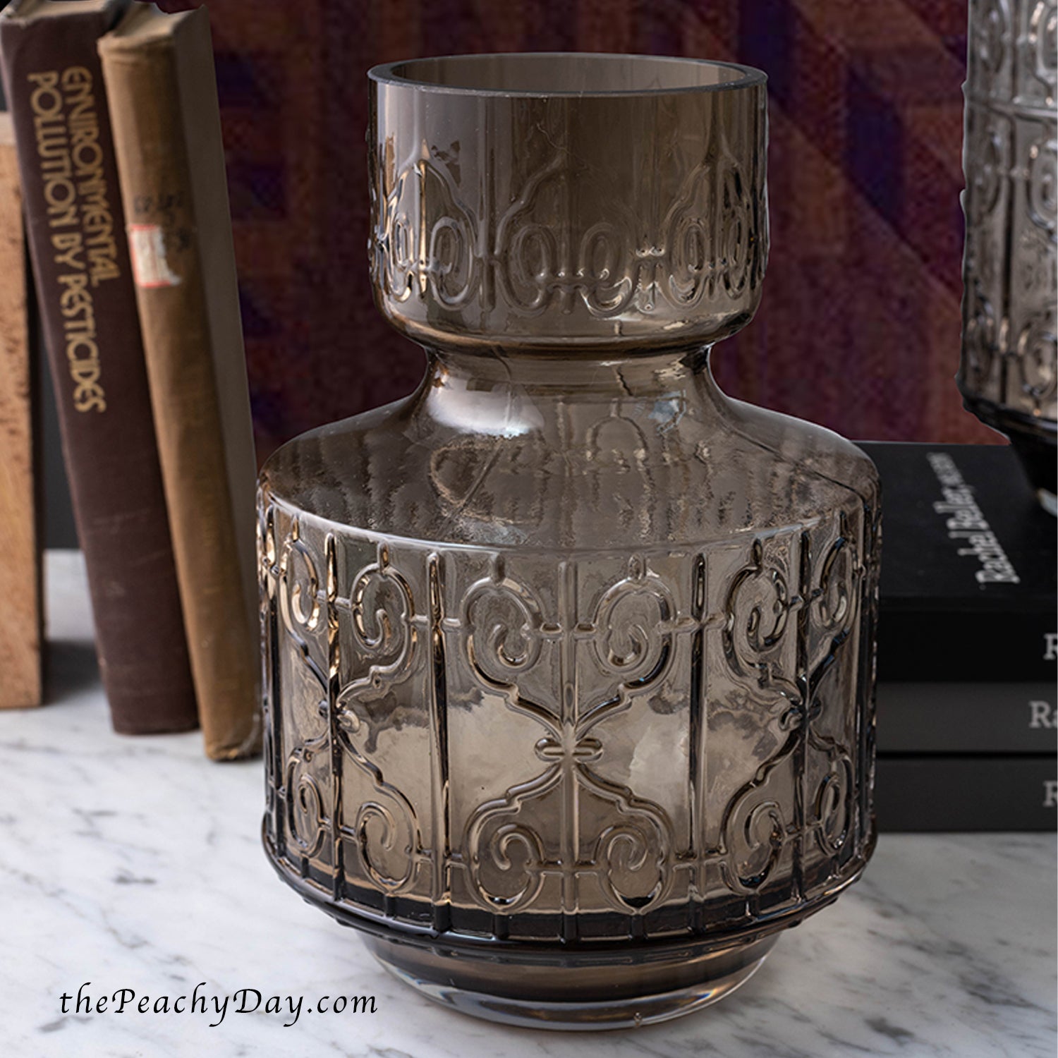 amber glass vase brown embossed textured Glass Vase decorative modern glass vases