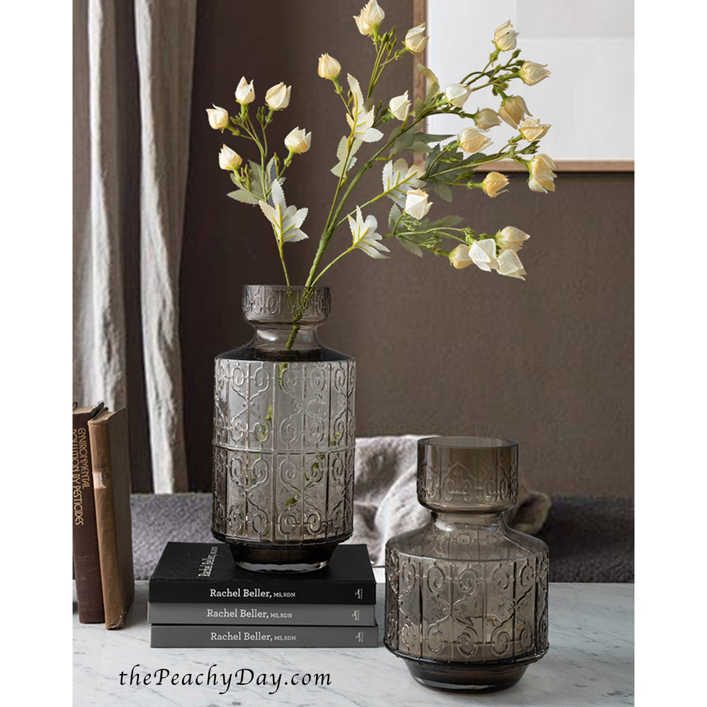 amber glass vase brown embossed textured Glass Vase decorative modern glass vases