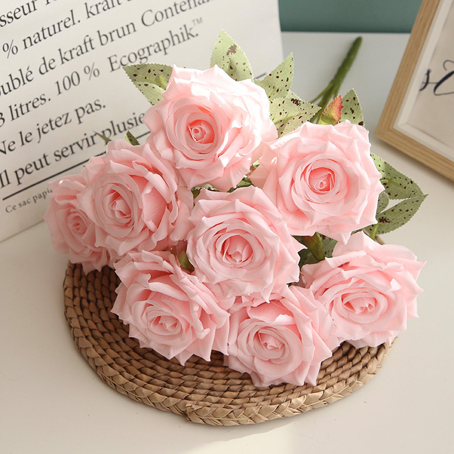 artificial fake faux real touch roses rose stem branches wedding bouquet