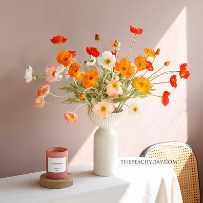 5 Stems Poppy Flowers | 10 Colors