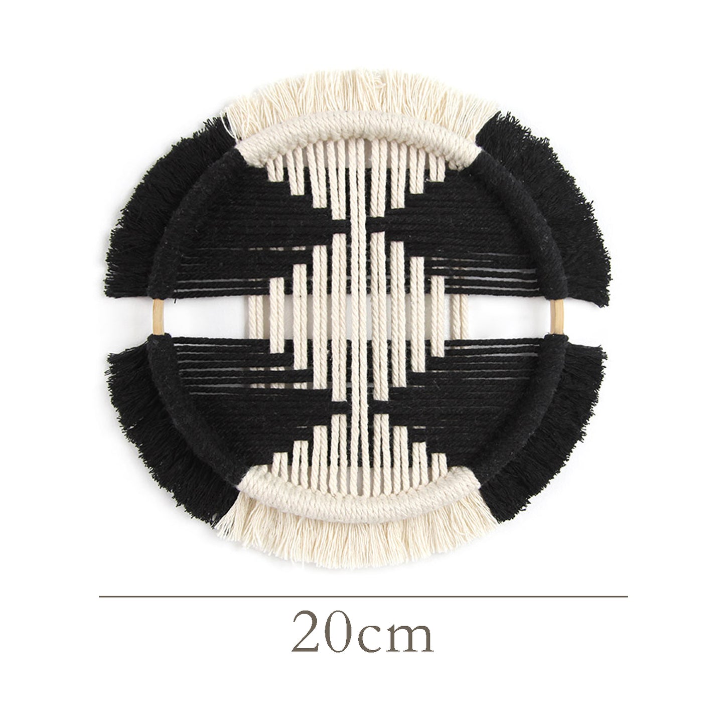 Black Cotton Woven Round Wall Hanging Decor