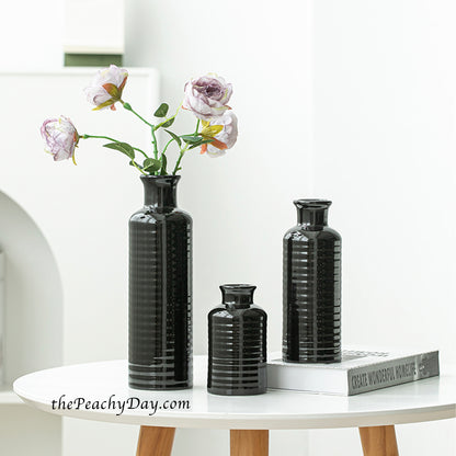 Black Ceramic Vase Set of 3