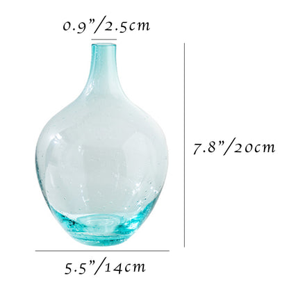 Sea Blue Bubble Glass Jug Vase
