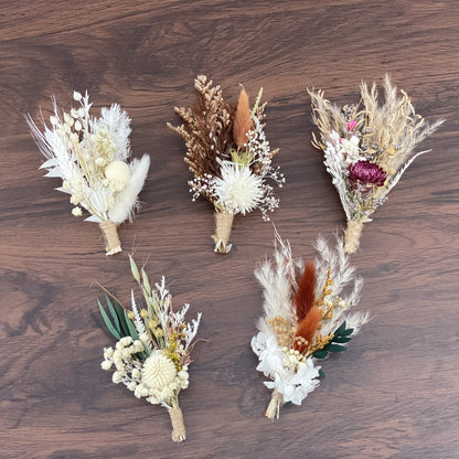 Boho Dried Flowers Boutonnieres | 6 Styles