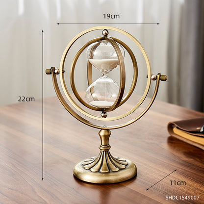 Vintage Rotating Metal Globe Hourglass