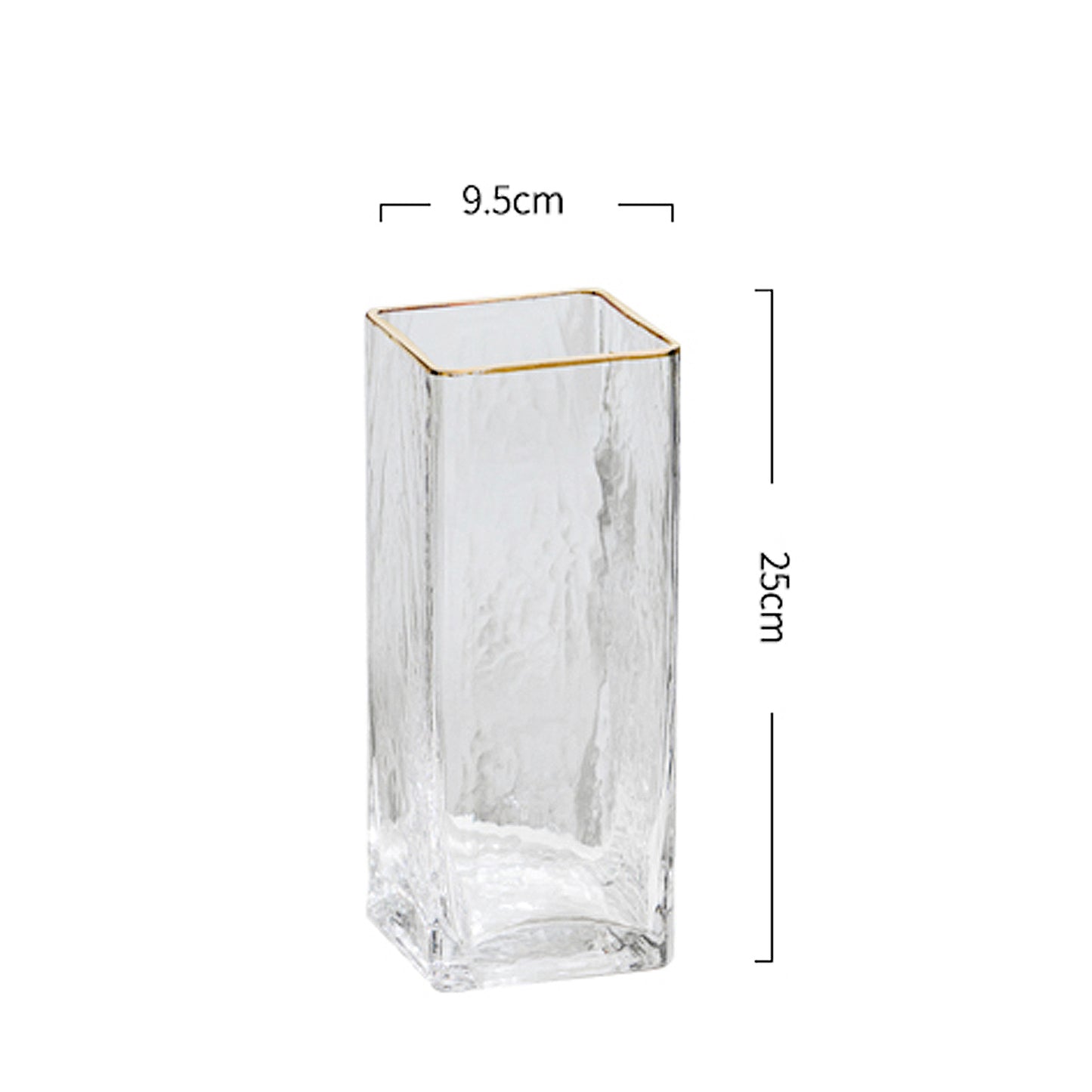 Clear Hammered Rectangular Glass Vase