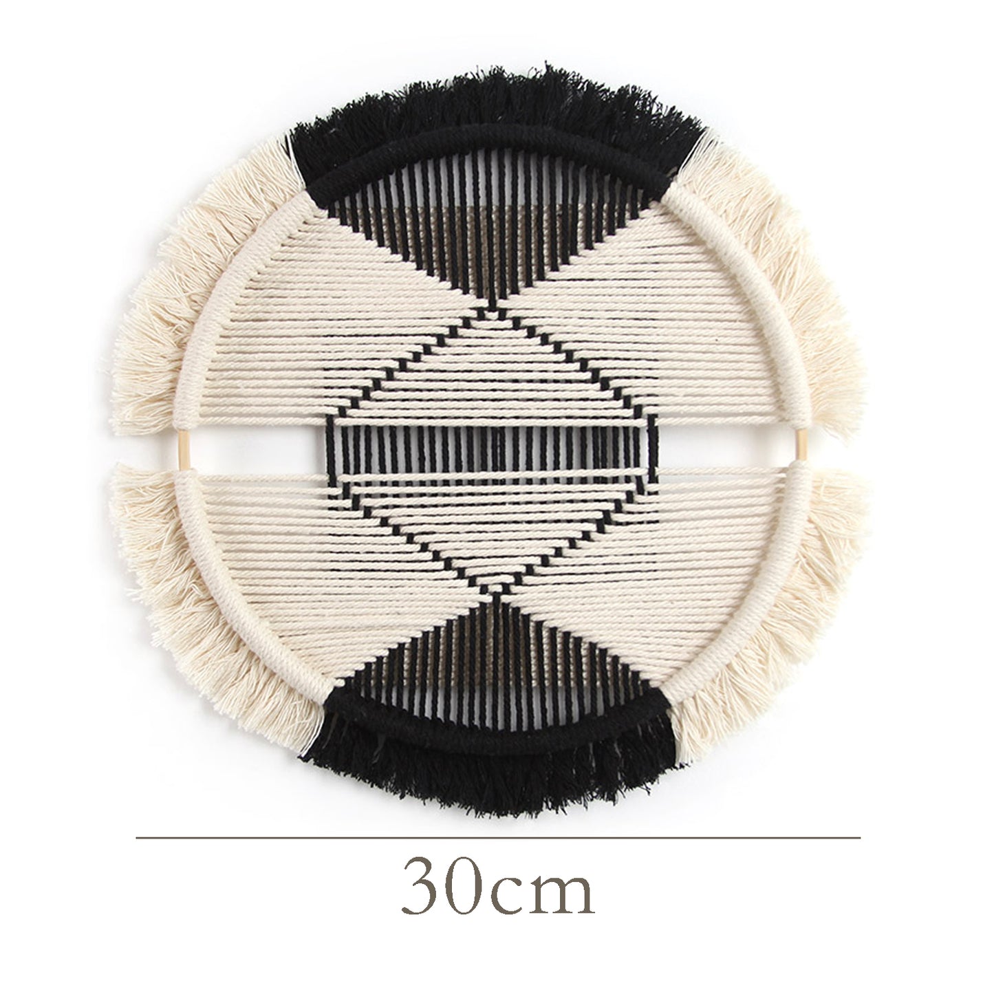 Black Cotton Woven Round Wall Hanging Decor