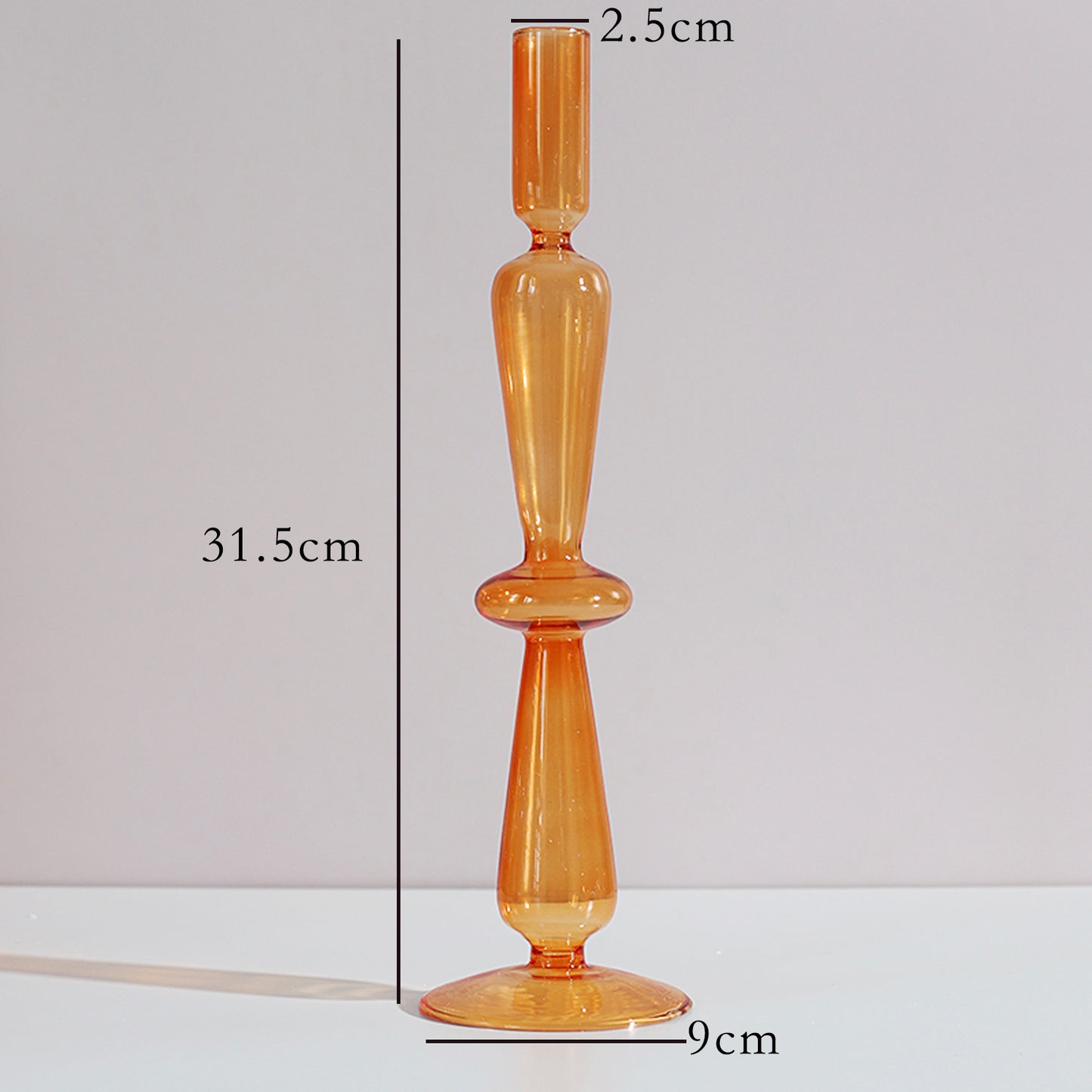 Amber Orange Glass Candlestick Holders