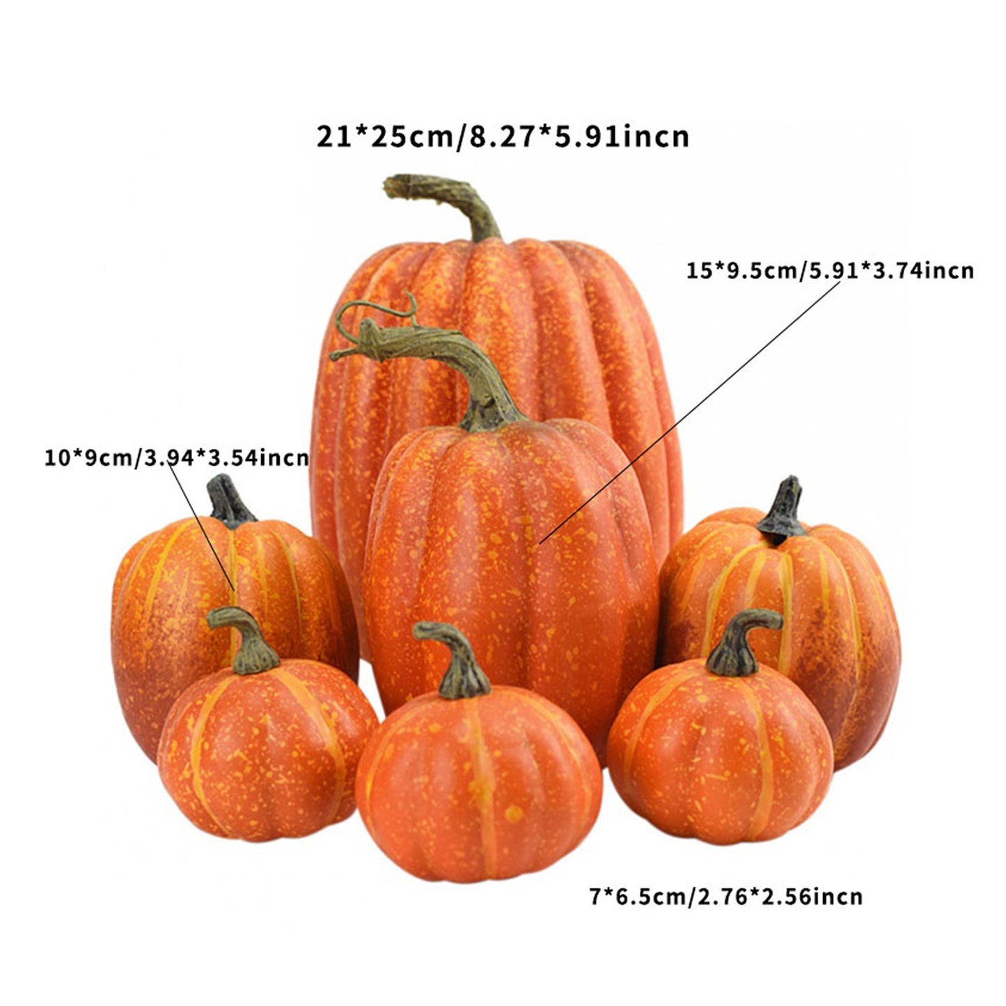 7Pcs Fake Assorted Pumpkins