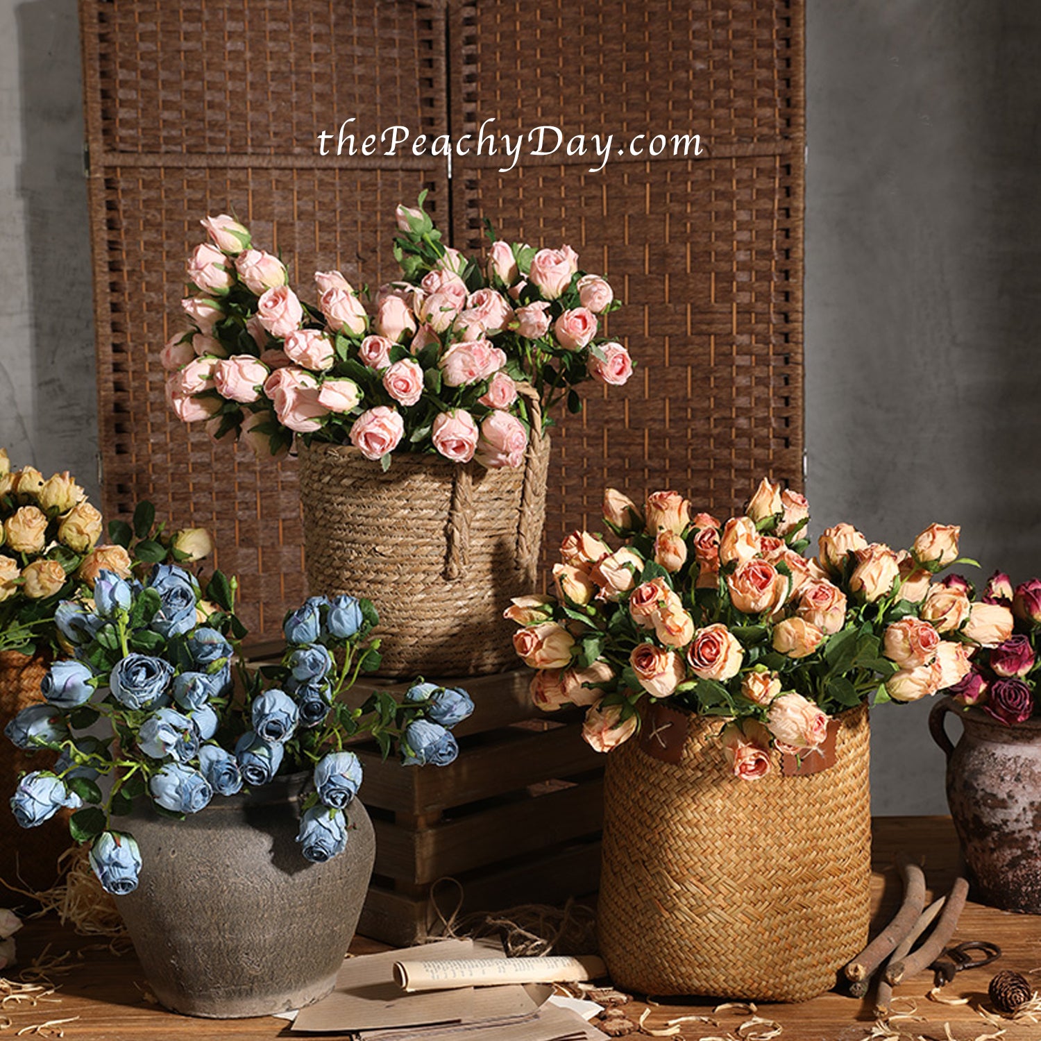 Fake Dried Roses Faux Fall Flowers Rustic Artificial Rose Stems – the  Peachy Day