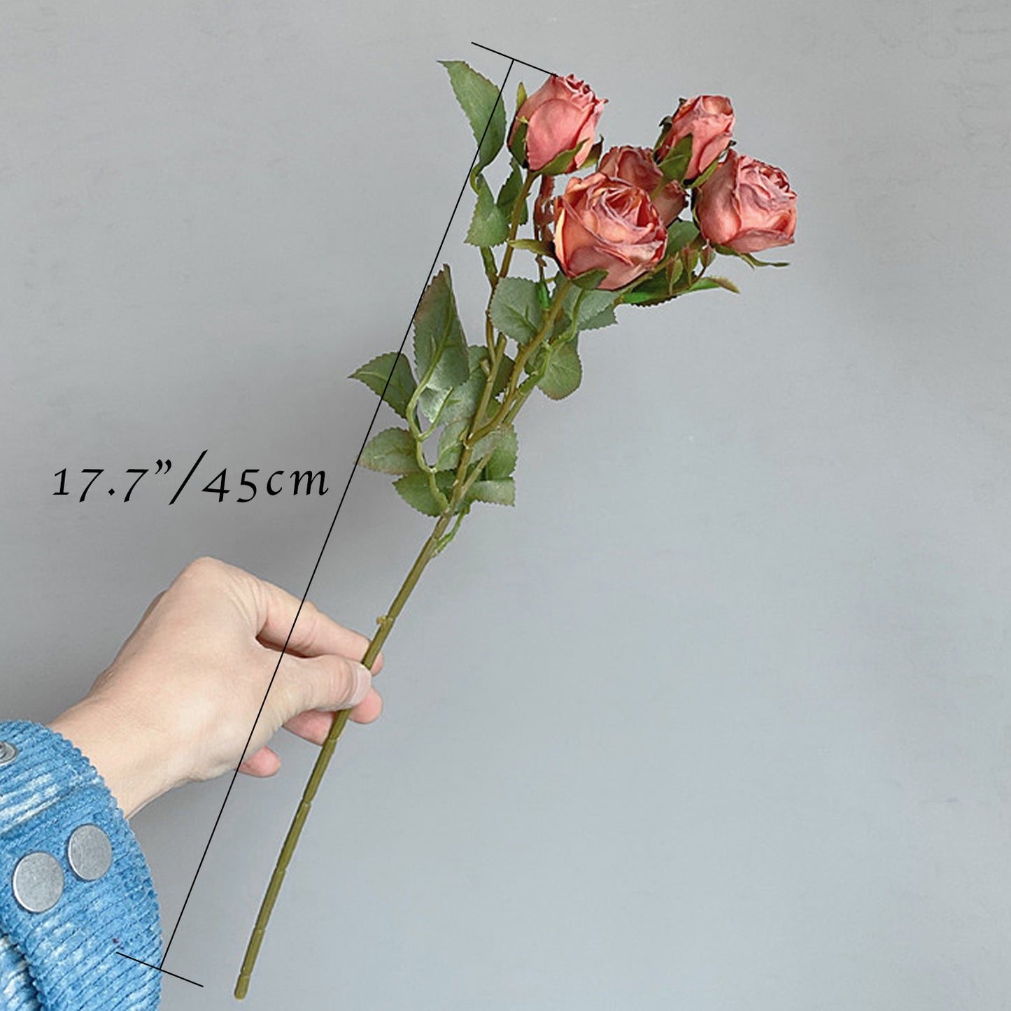 17.7" Fake Dried Rose | 5 Colors