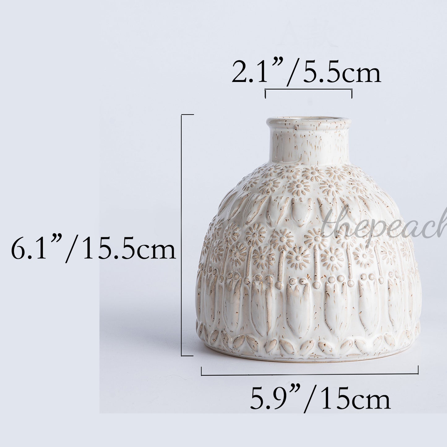 Rustic Carved Ceramic Bud Vase