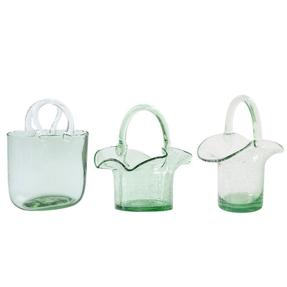 Green Glass Bag Vase