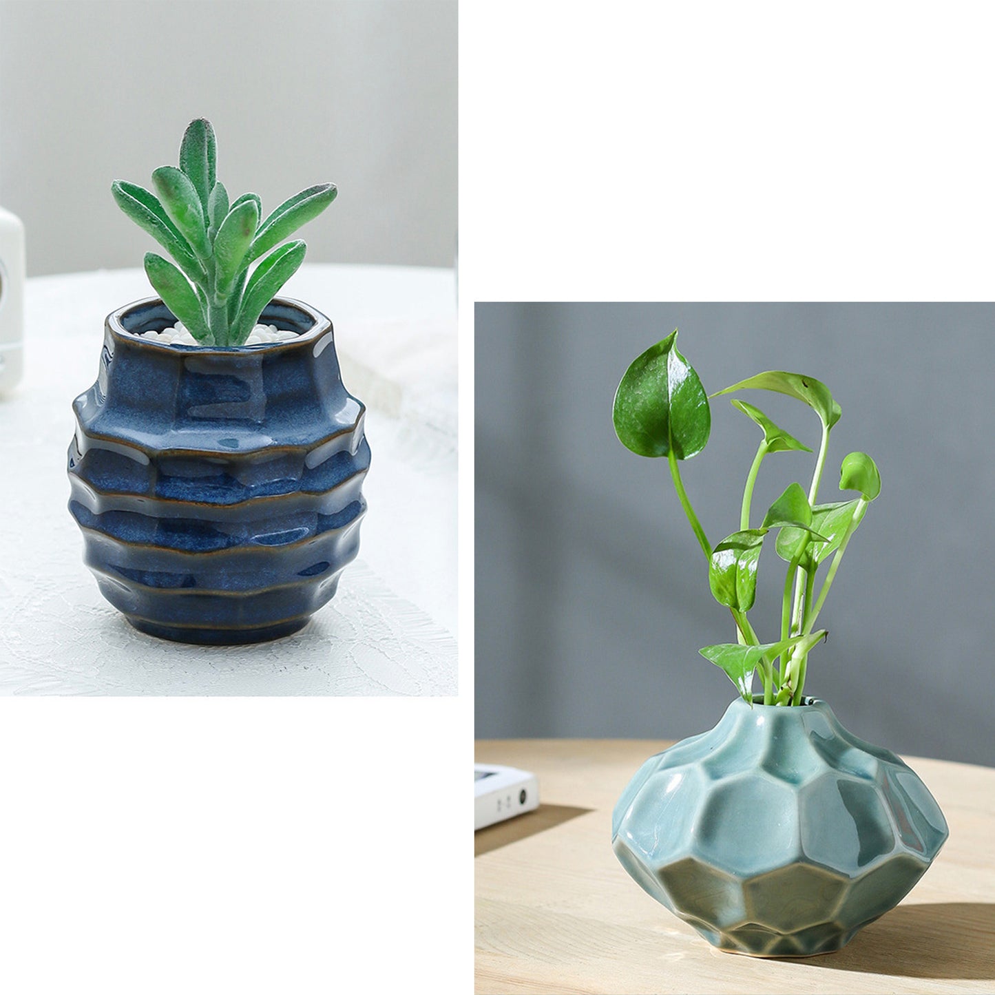 handmade aqua blue decor ceramic pottery flower bud bulk vases set boho minimalist modern home office table shelf decor