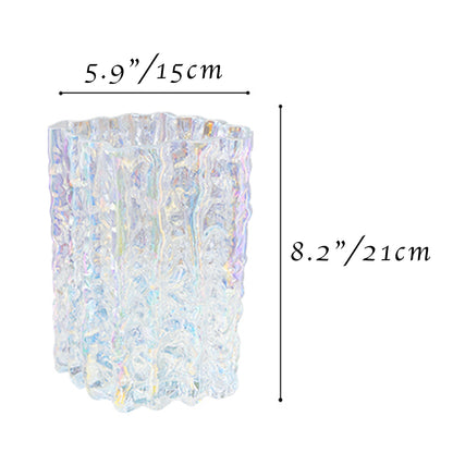 Iridescent & Clear Glacier Textured Glass Vase