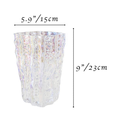 Iridescent & Clear Hammered Glass Vase