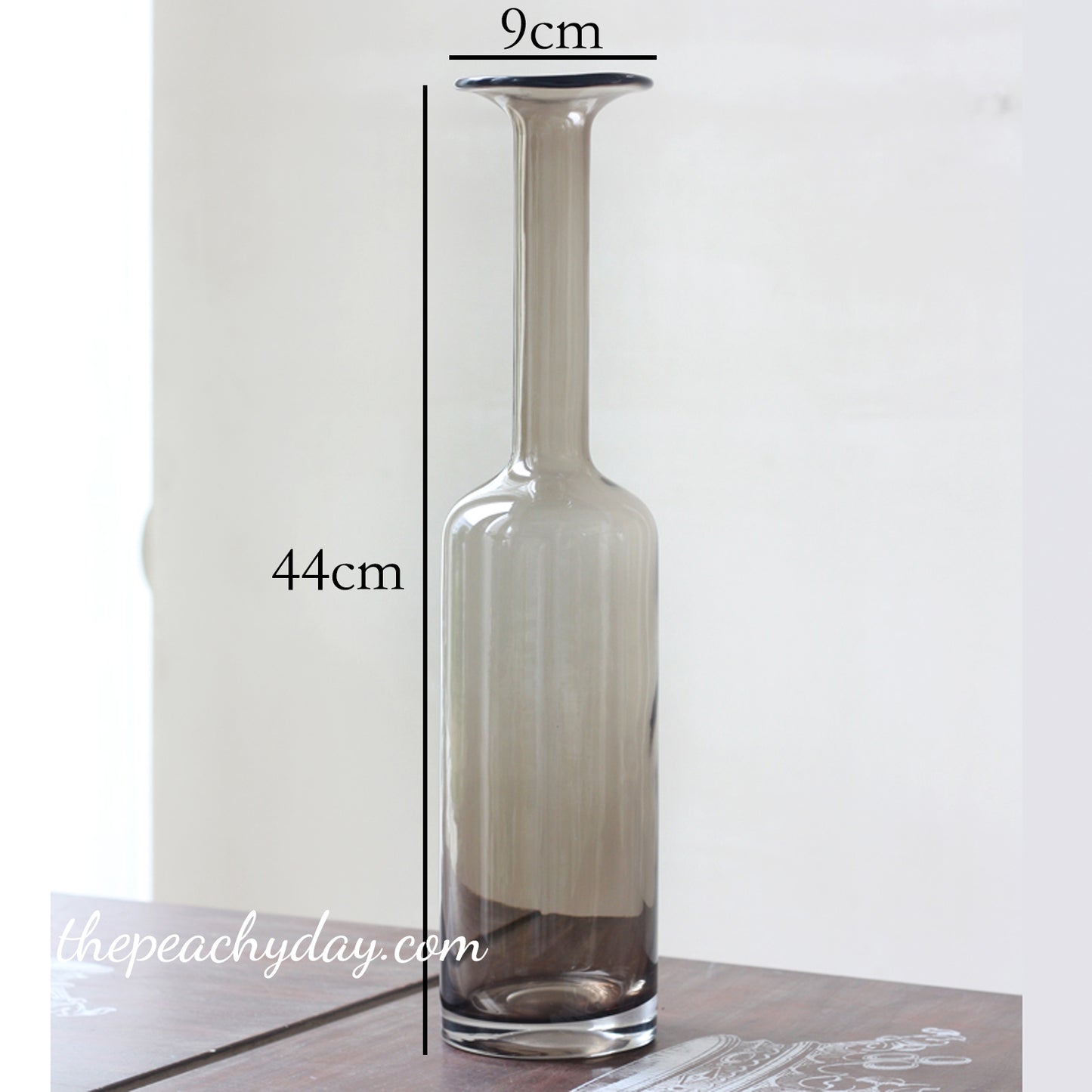 Tall Smoked Amber Glass Vase