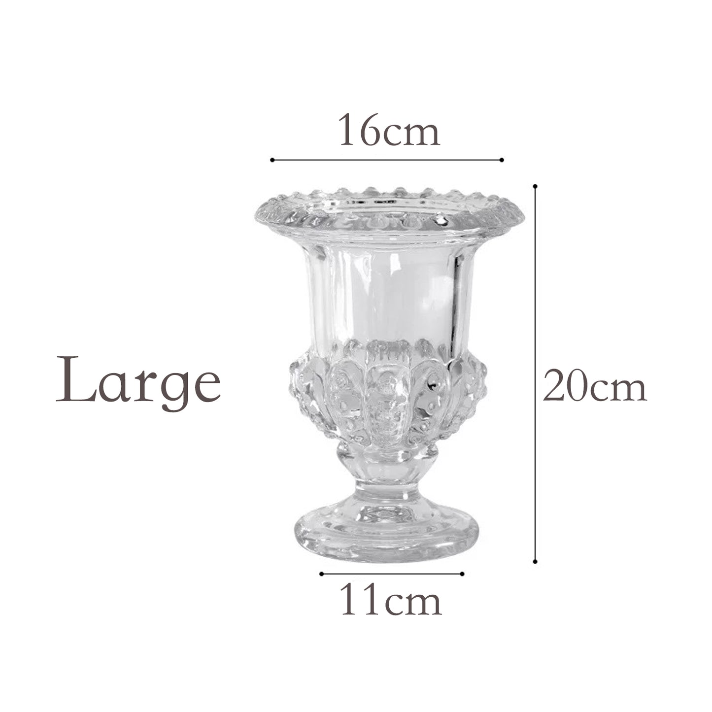 Vintage Pedestal Clear Glass Urn Vase
