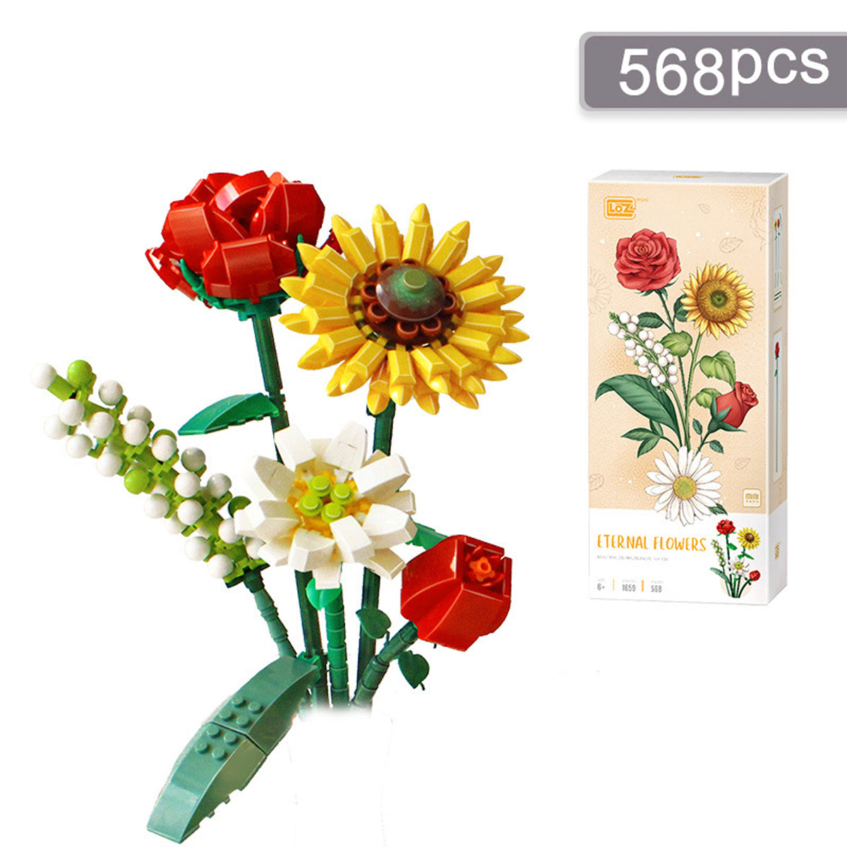 Flower Bouquet Building Kit Botanical Collection Roses Building Set – the Peachy  Day