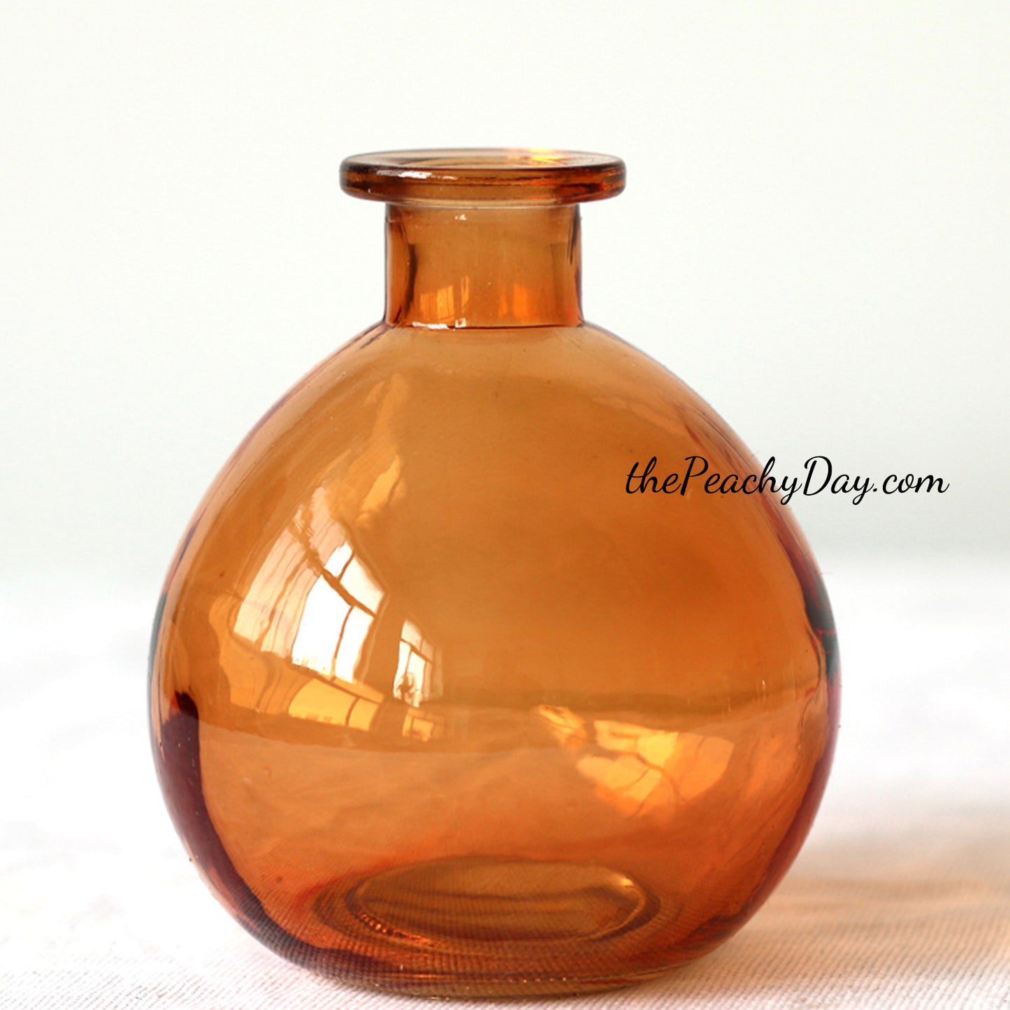 Set of 4 - Orange Glass Bottle Vases