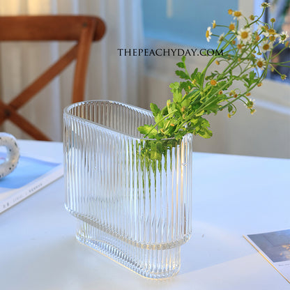 7" Ribbed Glass Vase