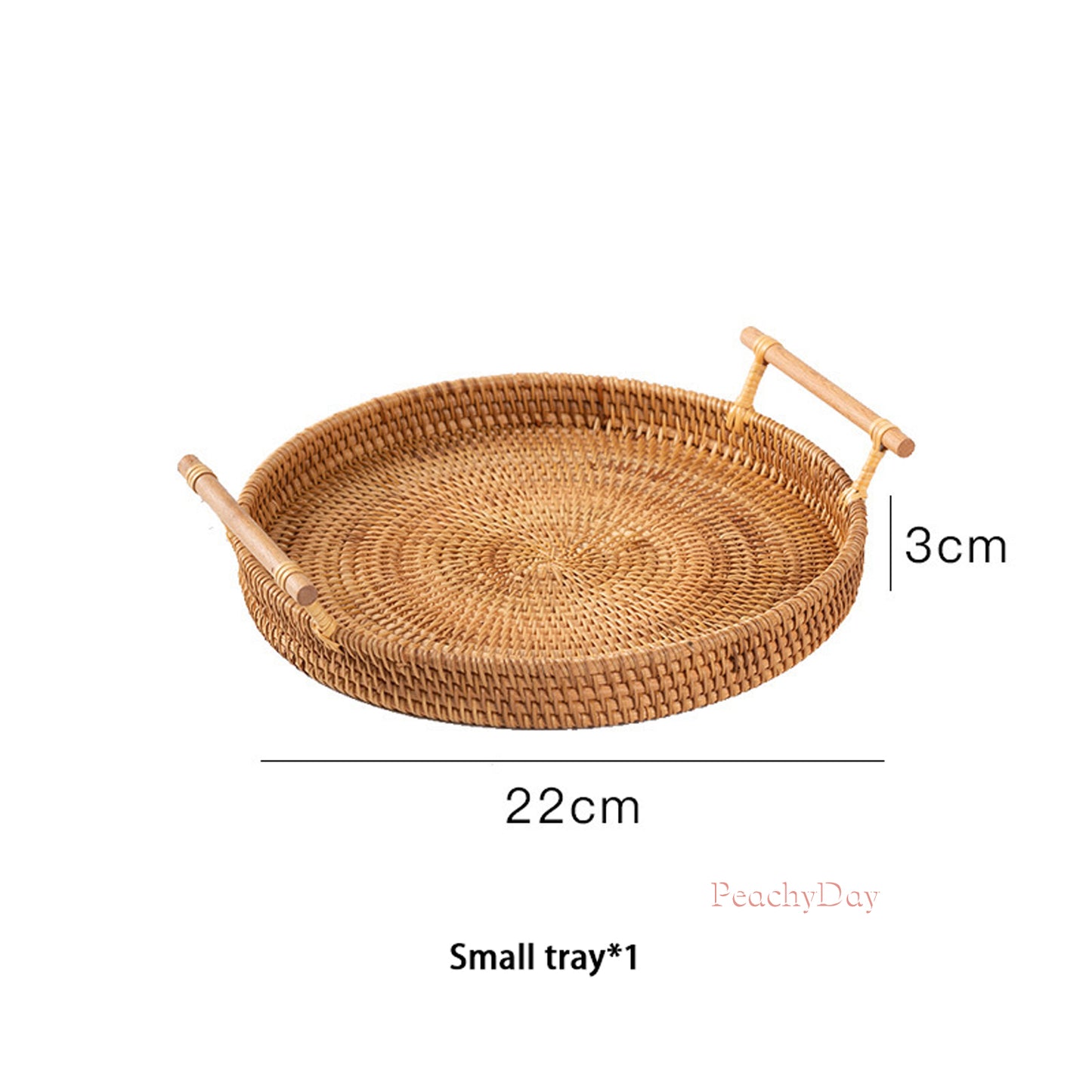 Rattan Storage Tray With Wooden Handle
