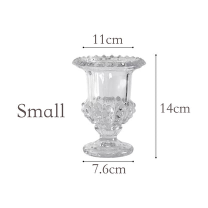 Vintage Pedestal Clear Glass Urn Vase