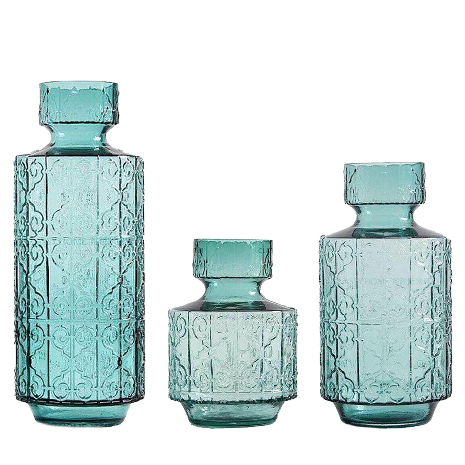 turquoise glass vase Forest Green embossed textured Glass Vase green decorative modern gloss vases