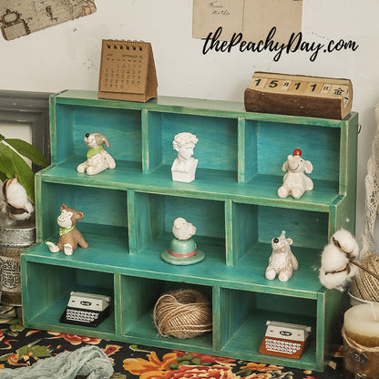 9 Compartments Wooden Shadow Cubby Box Display Shelf