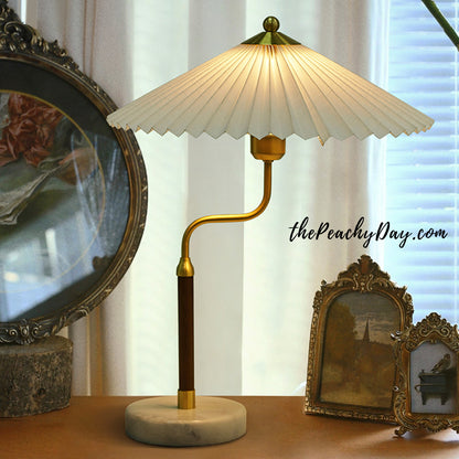 Vintage Pleated Lamp with Marble Base