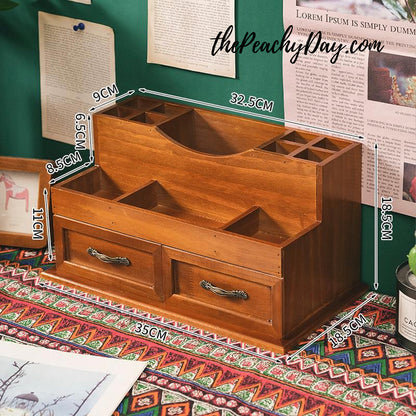 Vintage Wooden Desktop Organizer