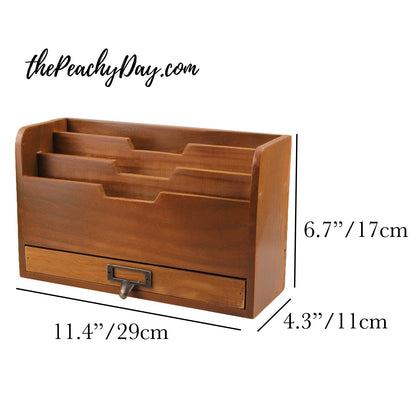 vintage wooden mails Organizer Desk files Organizer Desktop Drawer Organizer Tabletop Storage Cabinet Organization Box with Drawers for Makeup Home Office Supplies
