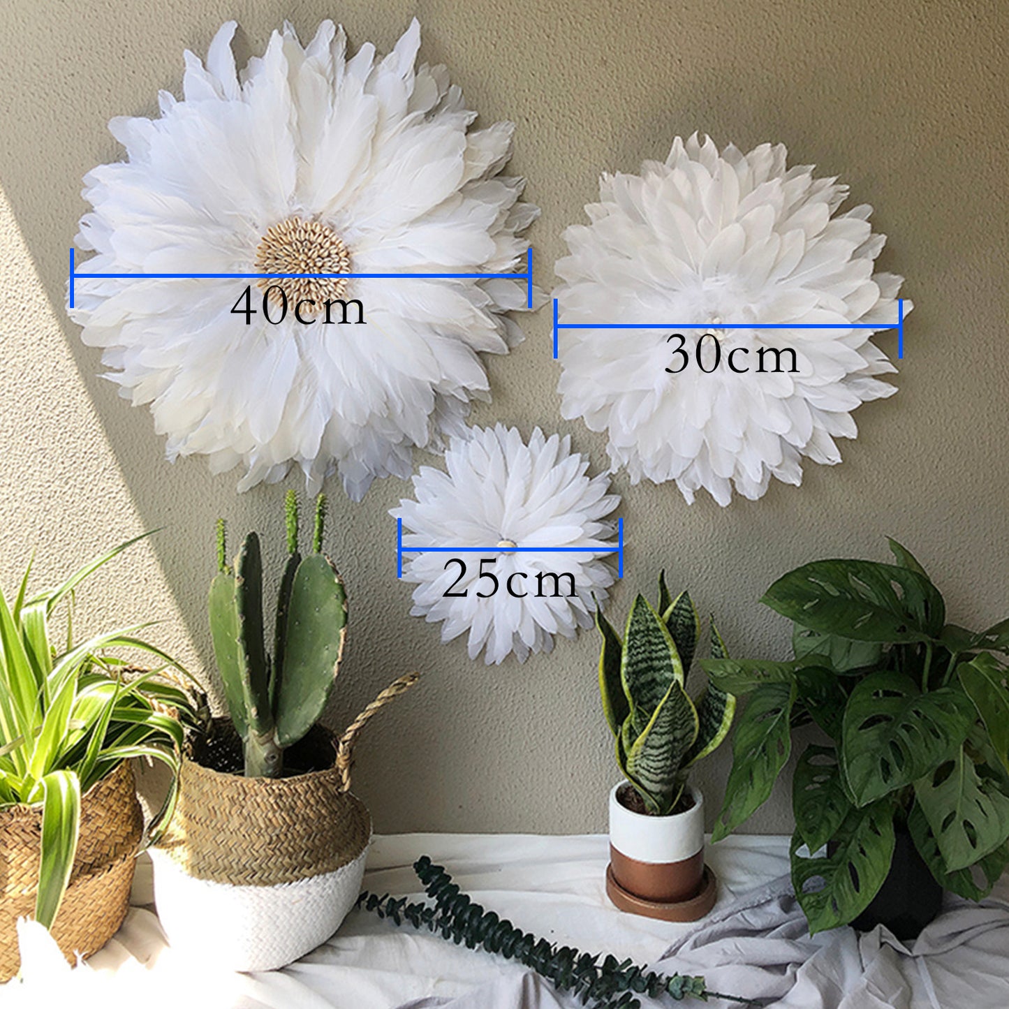 White Boho Feather Wall Hanging Wreath