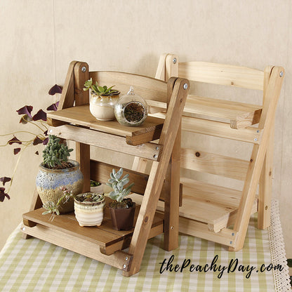 Wooden Plant Stand Desktop Shelf