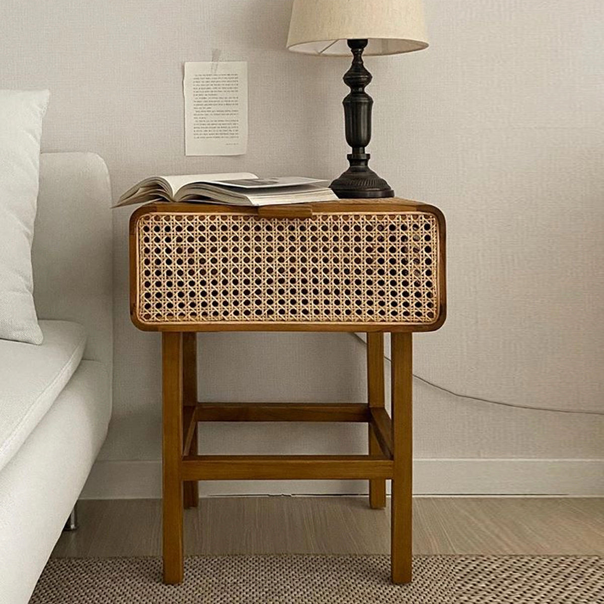Mid-century Cane Nightstand | 3 Colors